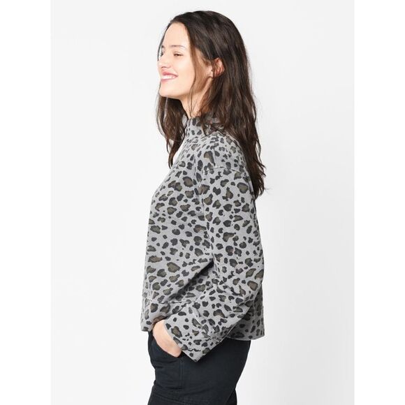 SUNDRY LEOPARD PRINT FUNNELNECK SWEATSHIRT - Picture 3 of 12